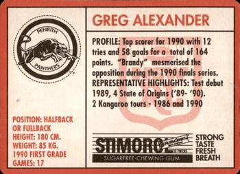 1991 Stimorol NRL #23 Greg Alexander Back